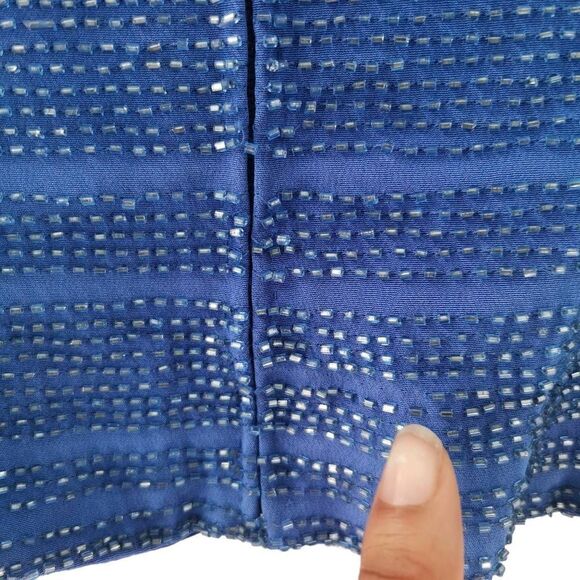 Vintage Lavender/Blue Corset Top | Hand Embellished with Blue Iridescent Beads | - Picture 7 of 11